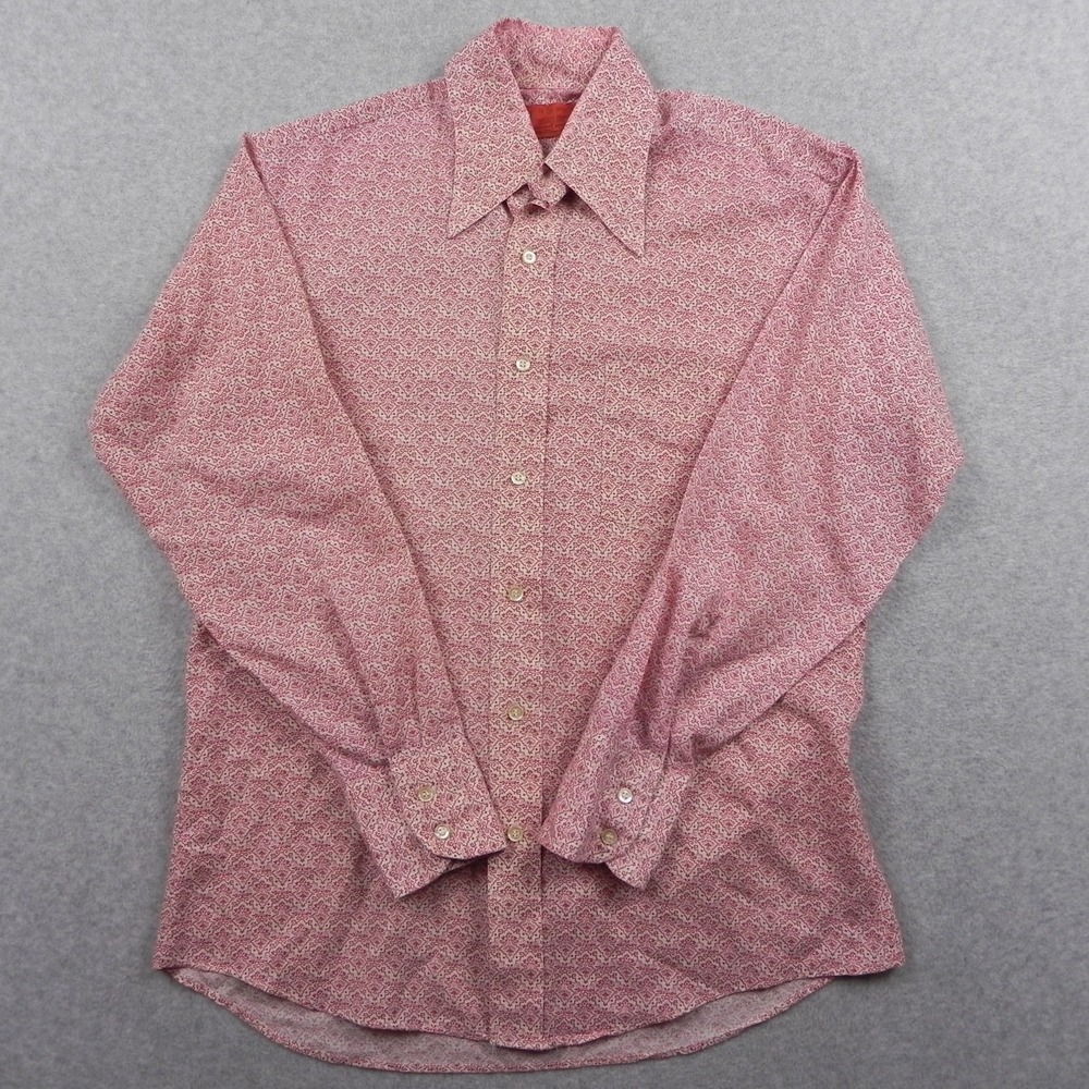 Kings Road Shirt Mens Medium Sears The Mens Store Button‎ Red Floral Long Sleeve